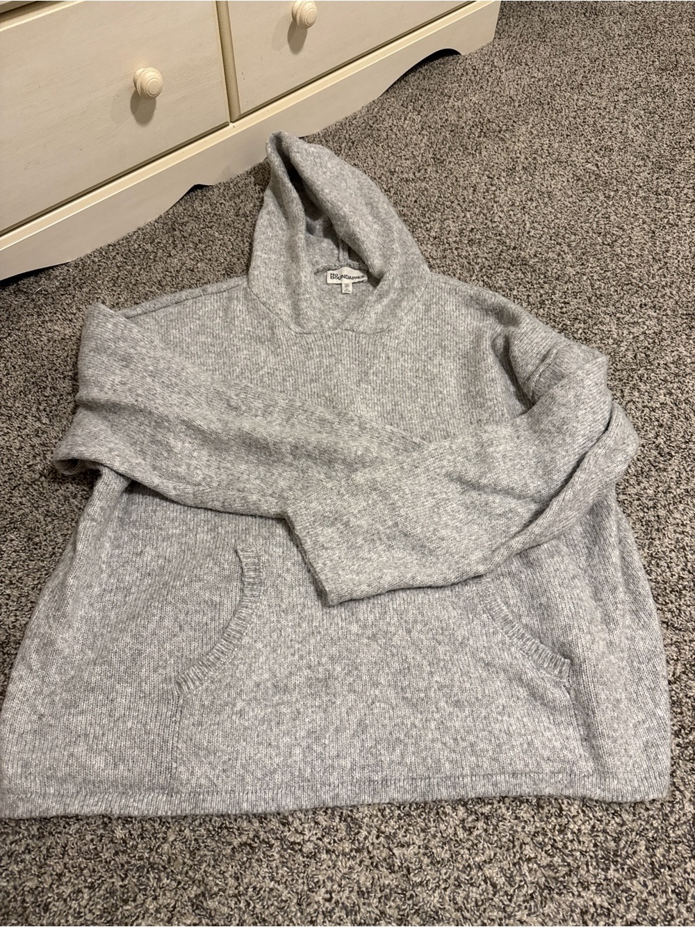 No Boundaries Gray Hooded Knit Pullover